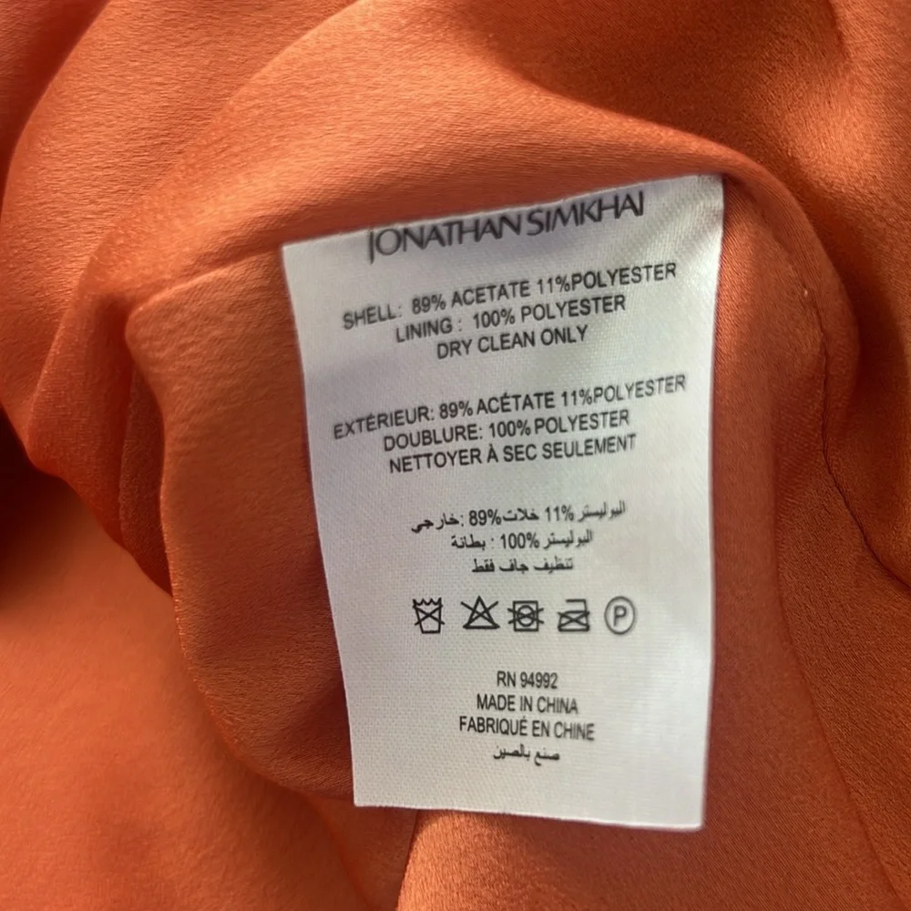 NEW Jonathan Simkhai Mae Coral Draped Satin Mini Skirt Size 4 Reg. $345 - Picture 9 of 12